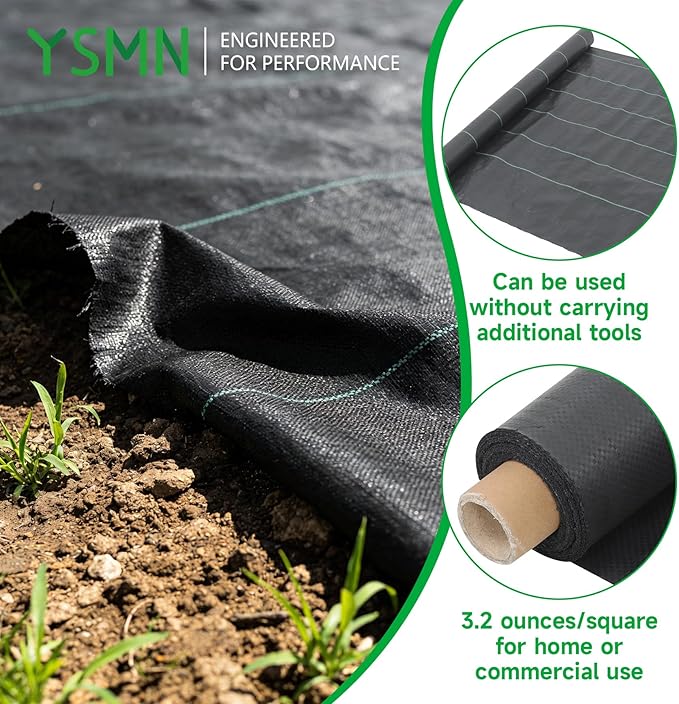 Weed Barrier Landscape Fabric Heavy Duty, Weed Block Horticultural Floor Covering Mat, Bottom Woven Geotextile, Commercial Lane Fabric 3 x 300 FT - Image 5