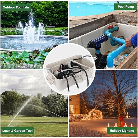 Flemoon Outdoor Electrical Box with Transparent Lid, IP54 Waterproof Electrical Box Outdoor, Large Weatherproof Extension Cord Cover with Clear Cover for Photocell Light Sensor Timer, Outlet, Almond - Image 8