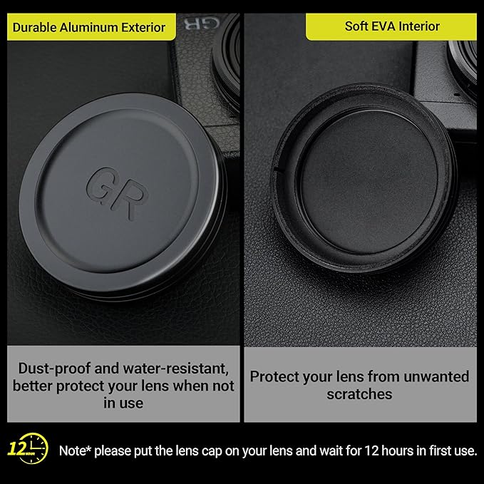 JJC Aluminum Lens Cap Cover Protector for Ricoh GR IIIx GR IIIx HDF GR3x HDF GR III GR III HDF GR3 HDF GR II GR2 with Soft EVA Interior -Black - Image 3