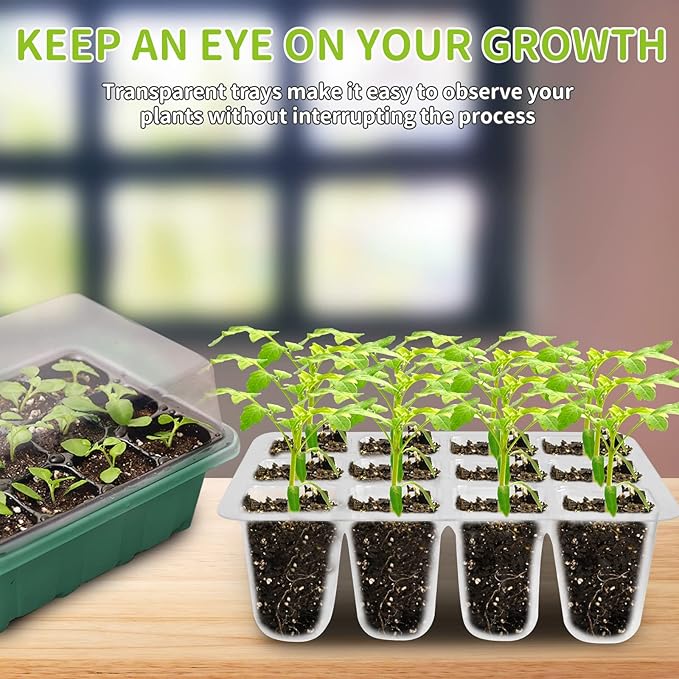 NAMOTEK Plant Heat Mat with 5 Set Seed Starter Tray & Humidity Domes, 60 Cell Trays Germination Station Cloning Kit - Image 8