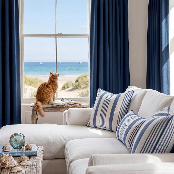 RYB HOME Navy Blue 100% Blackout Curtains for Bedroom 96 inches Long 52 inches Wide, Thermal Insulated &Privacy Assurd Curtains for Boy's Room/Sliding Glass Door/Living Room, 2 Panels - Image 4