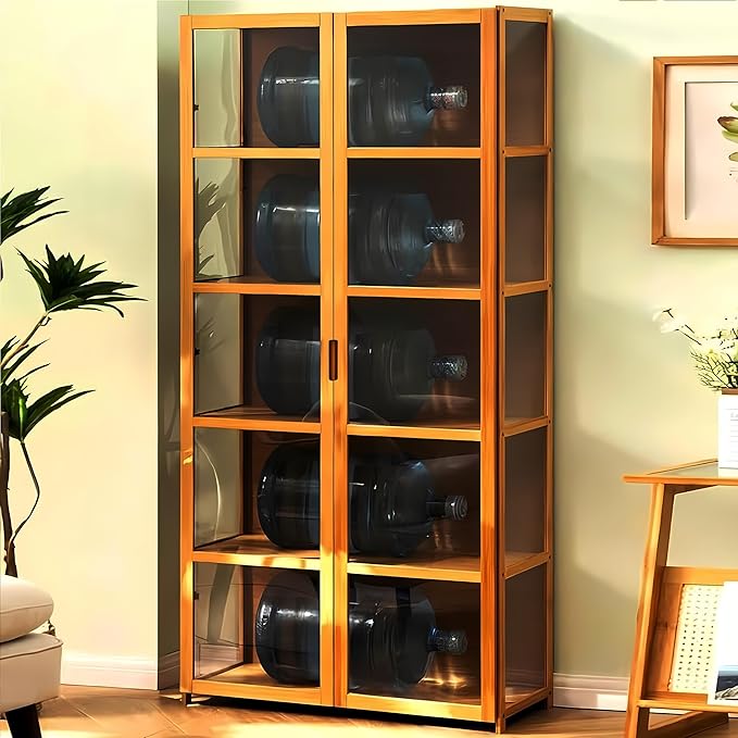 Display Cabinet with Acrylic Glass Doors, Tall Storage Cabinet with Adjustable Shelves, 5 Tier Curio Cabinet&Bookcase for Collectibles, Toys, Books, for Kids Playroom, Bedroom, Study Room - Image 6