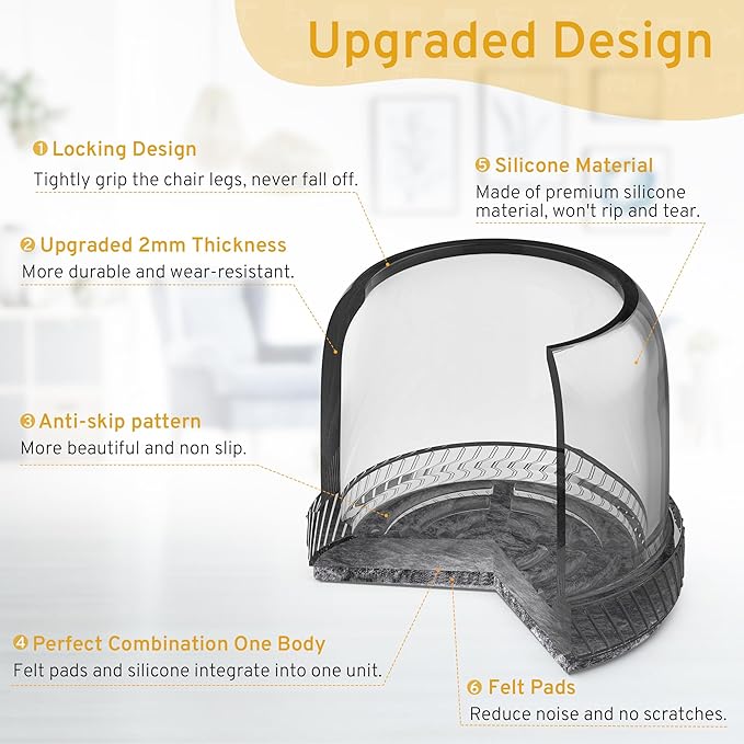 24PCS Extra Small Chair Leg Floor Protectors, Furniture Sliders, Chair Leg Protectors for Hardwood Floors, Non-Slip Felt Furniture Pads, Round Silicone Cap Covers to Protect Floors(Fit 0.5" - 0.75") - Image 2