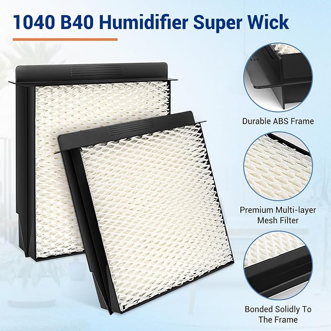 1040 Wick Humidifier Filter Replacement for Essick Air AIRCARE Humidifier Filter B40 B40-C 3D6 100 5D6 700 7D6-100 E35000 CM330AWHT CM330DWHT, Humidifier Filters Fit Moist Air MA0300 (2 pcs, white) - Image 3