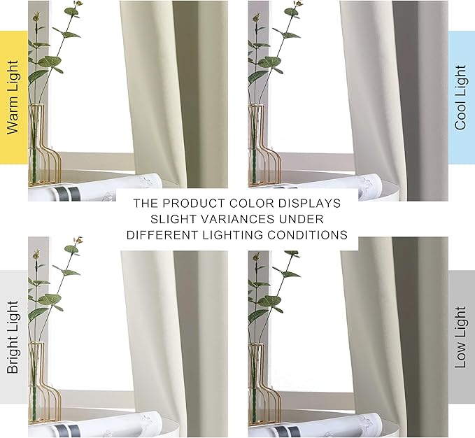 NICETOWN Blackout Curtain for Patio Sliding Door - Grommet Extra Wide Sliding Door Curtains Room Darkening Weighted Drape for Living Room/Patio (Natural, W100 x L84, 1 Panel) - Image 7