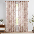 jinchan Linen Blend Curtain Floral Curtains for Living Room 96 Inch Length Farmhouse Brick Red Printed Curtain Rod Pocket Back Tab Peony Flower Patterned Drapes Curtains Set 2 Panels by JINCHAN