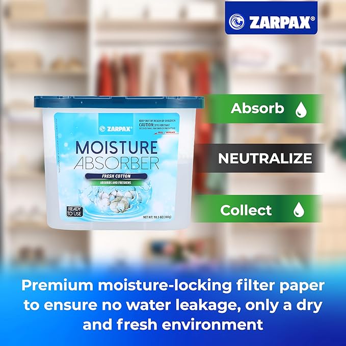 Moisture Absorber Fresh Cotton 10.5 oz/300g | Removes Moisture, Damp & Humidity | Odor Absorber With Fresh Cotton Fragrance | Moisture Trap for Bathroom, Closet, Kitchen | Set of 15 - Image 7