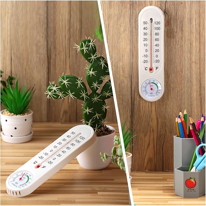 Leinuosen 5 Pcs Indoor Outdoor Wall Thermometer Humidity Meter Vertical Thermometer and Hygrometer Wireless Temperature Humidity Gauge Meter with Fahrenheit/Celsius for Patio Garden - Image 4