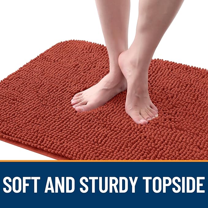 OLANLY Dog Door Mat for Muddy Paws 36x24, Absorbs Moisture and Dirt, Absorbent Non-Slip Washable Doormat, Quick Dry Chenille Mud Mat for Dogs, Entry Indoor Entryway Carpet for Inside Floor, Maple Red - Image 4