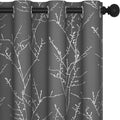 Deconovo Grey Blackout Curtains for Bedroom, Thermal Insulated Soundproof Drapes, Silver Branch Foil Print, 52 x 63 Inches Long, 2 Panels, Machine‑Washable Grommet Window Panel for Living Room Office by Deconovo