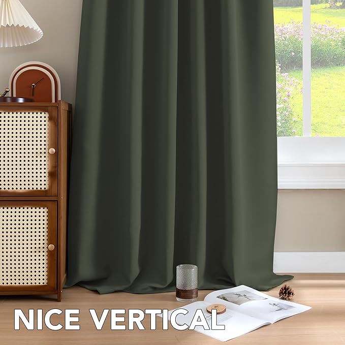 H.VERSAILTEX Blackout Curtains Thermal Insulated Window Treatment Panels Room Darkening Blackout Drapes for Living Room Back Tab/Rod Pocket Bedroom Draperies (2 Panels, Olive, 42 x 84 Inch) - Image 8