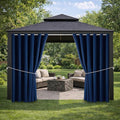 Water Proof Outside Curtains with Grommet Top for Porch, W84 x L95 Thermal Insulated Washable Light Block Outdoor Divider Drapes for Patio Gazebo Deck Pool Area Pergola Cabana (Navy) by DivaenCamino