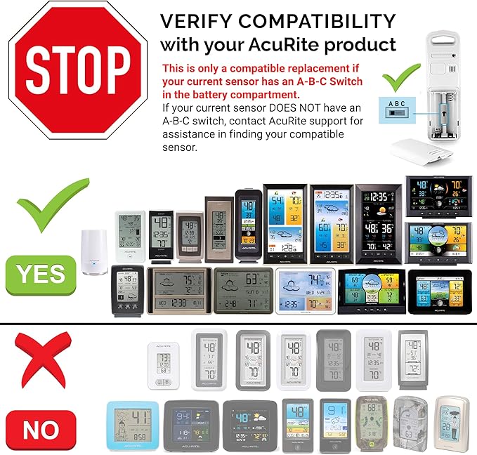 AcuRite Wireless Indoor Outdoor Temperature and Humidity Sensor with A-B-C Switch (06002M / 592TXR) - Image 2