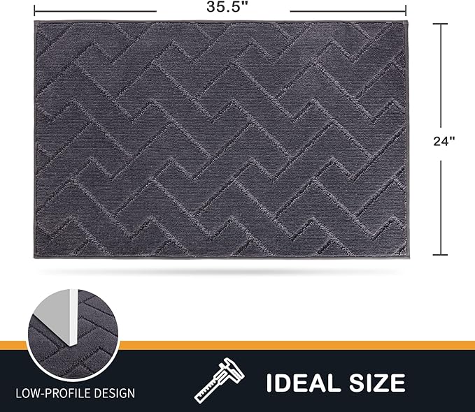 PURRUGS Dirt Trapping Door Mat 24" x 35.5", Non-Slip Machine Washable Entry Rug, Dog Doormat, Indoor Front Door Mat, Super Absorbent Entryway Rug for Muddy Shoes & Paws, Grey - Image 2