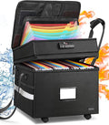 DEEGO Rolling File Box, Fireproof Document Box with Wheels Multi-Layer Water-Resistant File Organizer Portable file Cabinet Document Safe filing box for Home Office for Hanging Letter/Legal Folder by DEEGO