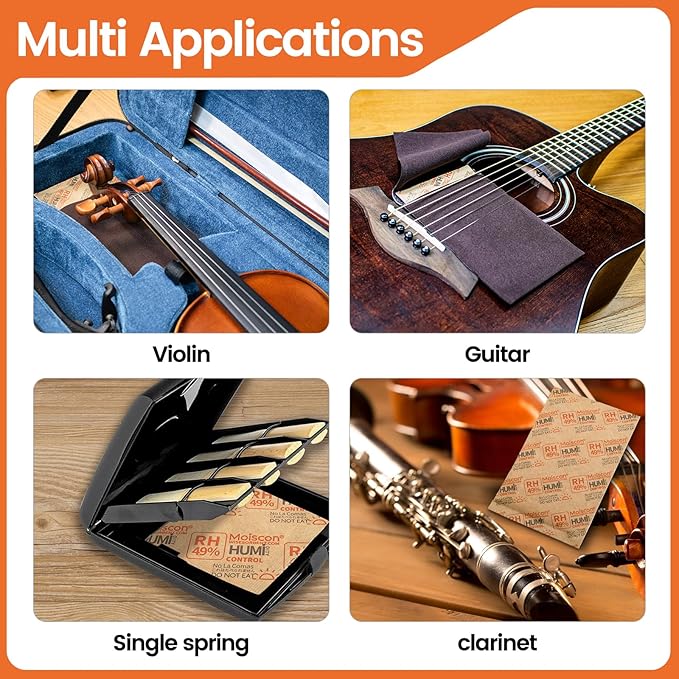 49% Two-Way Humidity Control Packs for Guitars & Wooden Instruments - 70g Moisture Absorbers Acoustic Guitar Humidifier for Case Maintenance - Individually Wrapped Hydration Packets[5 PACK] - Image 4
