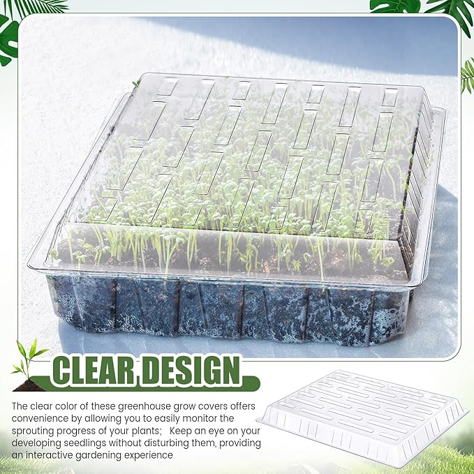 20 Pack Clear Plastic Humidity Domes for Seed Starting 13.7 x 10.5 x 1.2 Inches Transparent Grow Covers for Seed Starter Plant Trays Covers for Germination and Garden Growing - Image 5