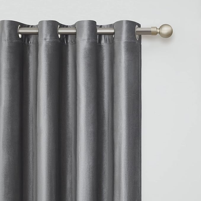 Elegant Dark Grey Decorative Velvet Curtains 90 inches Luxury Living Room Curtain Blackout Modern Thermal Insulated Soundproof Privacy Room Darkening Floor to Ceiling Soft Drapes for Bedroom Set of 2 - Image 2