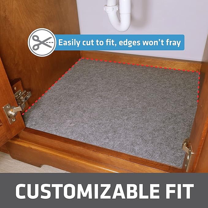 Drymate Premium Under Sink Mat, Waterproof Cabinet Protection Mats for Kitchen & Bathroom, Absorbent Shelf Liners, Slip-Resistant, Non-Adhesive, Machine Washable (USA Made)(24”x29”)(Light Grey) - Image 3