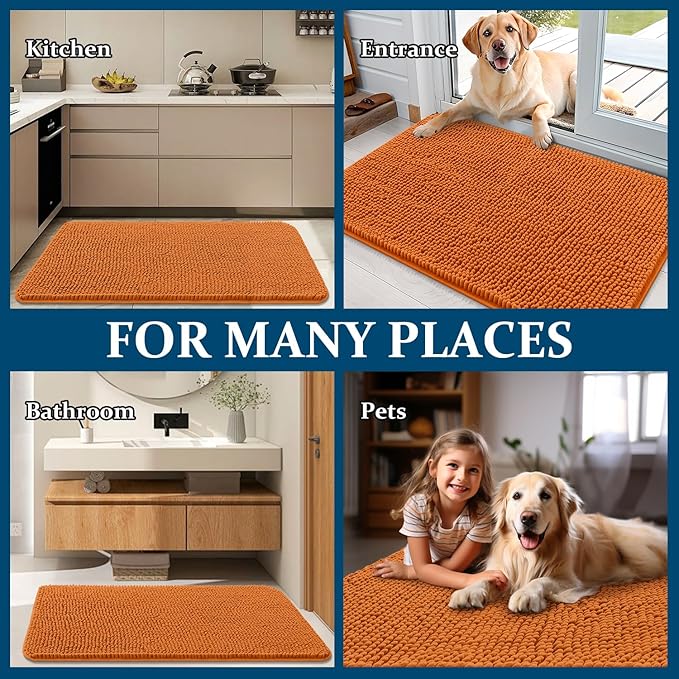 OLANLY Dog Door Mat for Muddy Paws 30x20, Absorbs Moisture and Dirt, Absorbent Non-Slip Washable Doormat, Quick Dry Chenille Mud Mat for Dogs, Entry Indoor Entryway Carpet for Inside Floor, Clay - Image 8