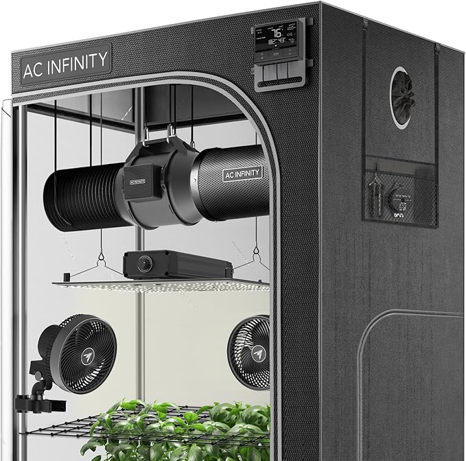 AC Infinity Advance Grow System 4x4, 4-Plant Kit, WiFi-Integrated Grow Tent Kit, Automate Ventilation, Circulation, Schedule Full Spectrum Samsung LM301H LED Grow Light, 2000D Mylar Tent by ACInfinity