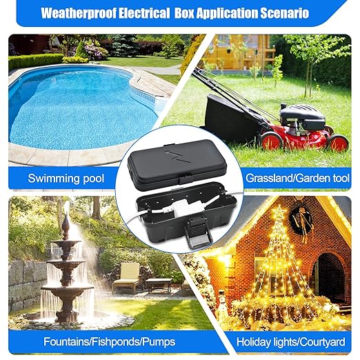 Hrensaw Small Weatherproof Electrical Connection Box(Inner 5.5 x 3 x 2.2inch),Outdoor Electrical Box,Waterproof Extension Cord Covers for Plug, Extension Cables, Holiday Lights,Black - Image 7