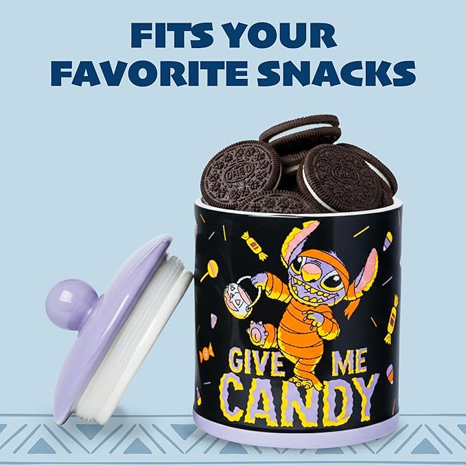 Silver Buffalo Disney Lilo and Stitch Halloween Mummy Give Me Candy Ceramic Cookie Snack Jar (Large) - Image 3