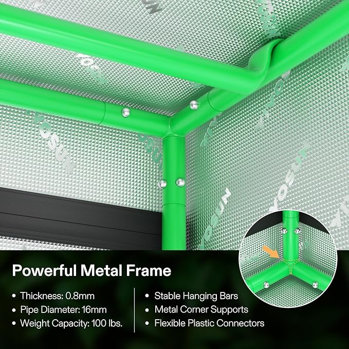 VIVOSUN D325 2-in-1 3x2 Grow Tent, 36"x24"x53" High Reflective Mylar with Multi-Chamber and Floor Tray for Hydroponic Indoor Plant - Image 7