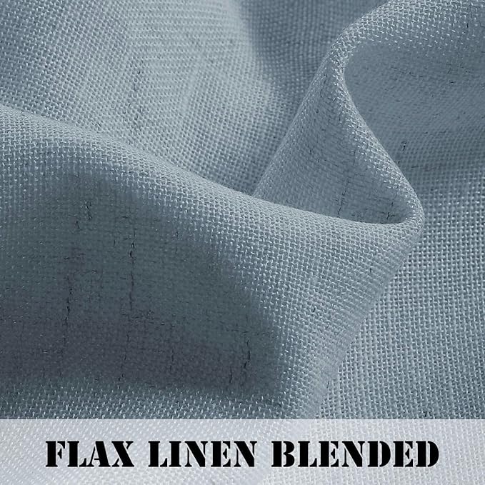 H.VERSAILTEX Light Filtering Linen Textured Curtains for Living Room Window Treatment Natural & Durable Privacy Added Draperies/Drapes/Panels/Treatment, Rod Pocket (2 Pack, 52 by 54 Inch, Stone Blue) - Image 3
