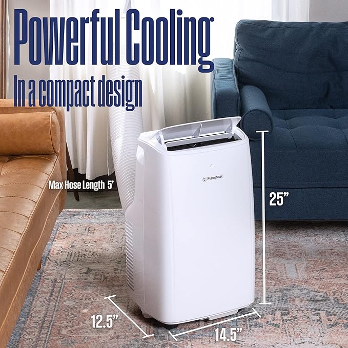 Westinghouse 8,000 BTU Air Conditioner Portable For Rooms Up To 350 Square Feet, Portable AC with Home Dehumidifier, Smart Wi-Fi Enabled, 3-Speed Fan, Programmable Timer, Remote Control, Window Kit - Image 8