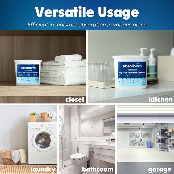 Moisture Absorber Tub Fragrance Free - 3-Pack - 18 oz Unscented Disposable Odor Eliminator Box & Dehumidifier for Garage, Home, Kitchen, Bedroom, Bathroom, Closet, Cars, and Boats - Image 6