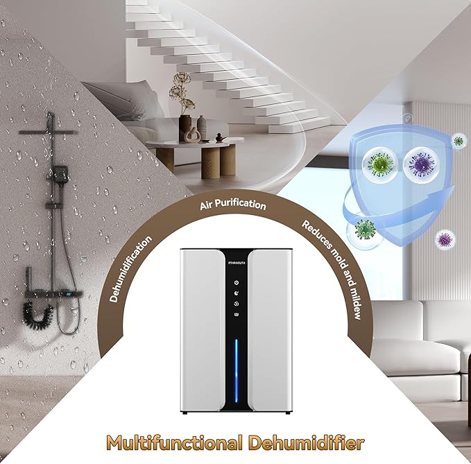 Home Dehumidifier with Drain Hose, (950 sq.ft) 95oz Quiet dehumidifier for Bedroom Bathroom, with Air Reusable Filter Indoor deshumidificador for Basement RV Closet - Image 4