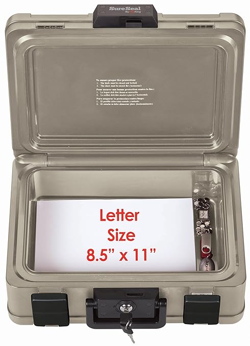 FireKing SureSeal Fire Safe with Key Lock, 1 Half Hour Fire Rated, UL Rated & 100 Hour Water Resistant Home Safe, Portable Home Safes, Taupe - Image 4
