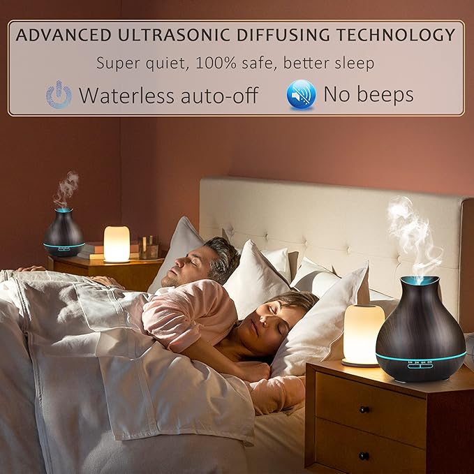 BZseed Aromatherapy Essential Oil Diffusers,2 PCS 550ml High Mist Output Humidifiers for Large Room, Home, Waterless Auto-Off, 7 Color LED Lights Cool Mist Humidifier Ultrasonic Diffusers - Image 4