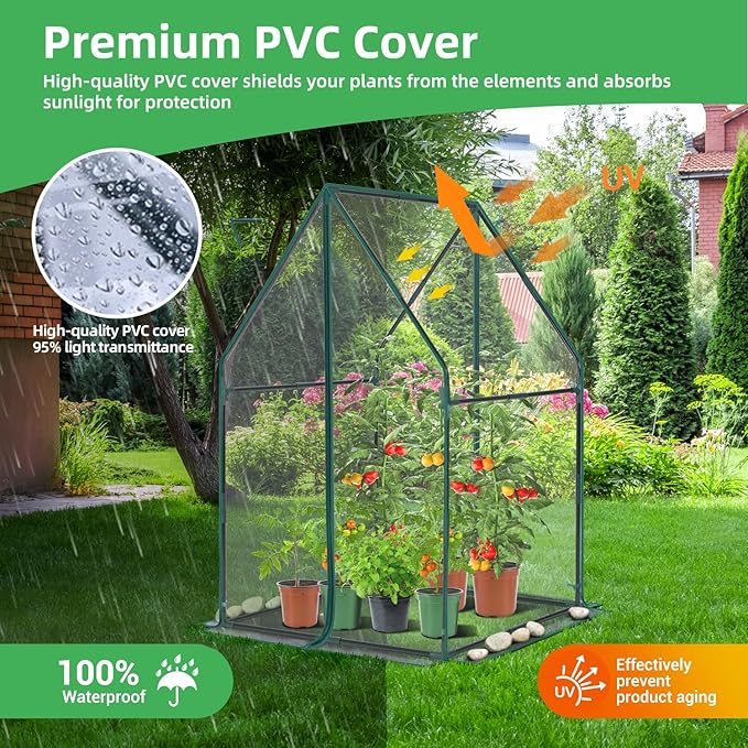 Mini Greenhouse for Indoor Outdoor: Ohuhu Portable Green House with Waterproof Pad for Small Plants Nursery Germination, 36"x36"x58.5" Heavy-Duty PVC Cover Tent Humidity Dome Seedling Accessory - Image 2