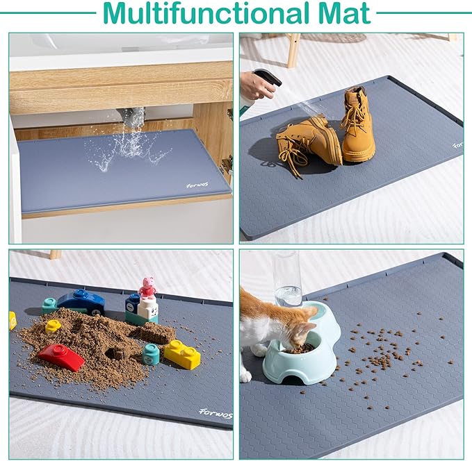 Waterproof Under Sink Mat 31" x 22", Silicone Cabinet Liner, Rubber Protector for Kitchen and Bathroom, Keeps Cabinets Clean, Dry, and Organized (Grey) - Image 5