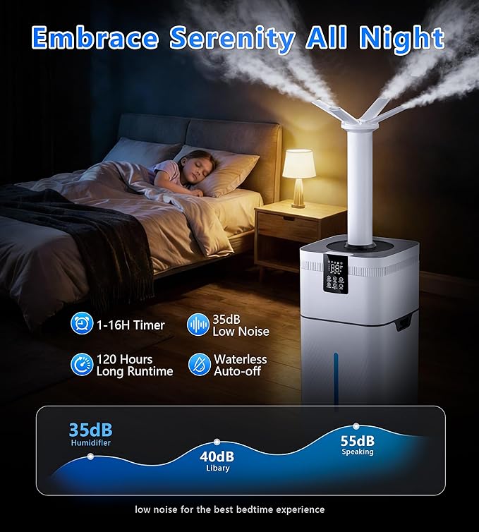 30L/7.93Gal Commercial Humidifier for Large Room 4200 sq ft, 3000mL/H Whole House Humidifiers with Supersized Cool Mist,Quiet Humidifiers for Bedroom, Home,Office, Plants, Warehouse - Image 7