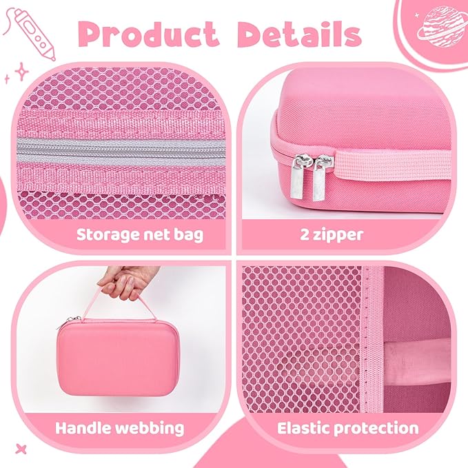 Case Compatible with 3Doodler Start+ Essentials for 3D Pen Set for Kids, Carrying Holder Fit for Printing Pens, Storage Organizer for Printing Filament Refill, Micro-USB Charger (3D-04B-Pink) - Image 3