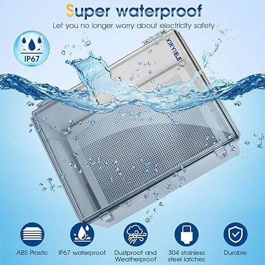 Waterproof Outdoor Project ABS Plastic Junction Box IP67 Weatherproof Dustproof Enclosure with Hinged Cover, Mounting Plate,Wall Brackets for Power Project (Clear,17.7"x13.8"x7.9") - Image 2