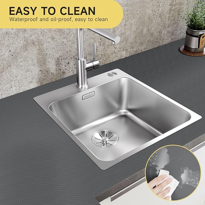 WochiTV Adhesive Shelf Liner 11.8 X 360 Inches Peel and Stick Kitchen Liner for Cabinets, Drawers Removable Protector Mat Waterproof Contact Covering for Dresser Pantry Countertops Shelves, Gray - Image 6