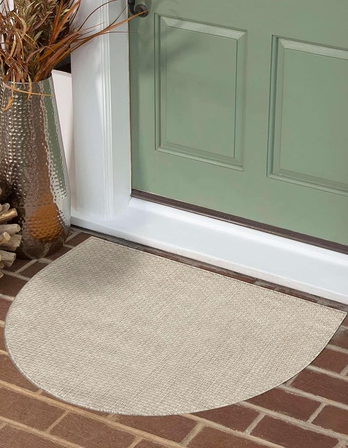 Unique Loom Outdoor Solid Collection Area Rug (3' 1" x 6' 1" Hearth Beige/Ivory) - Image 4