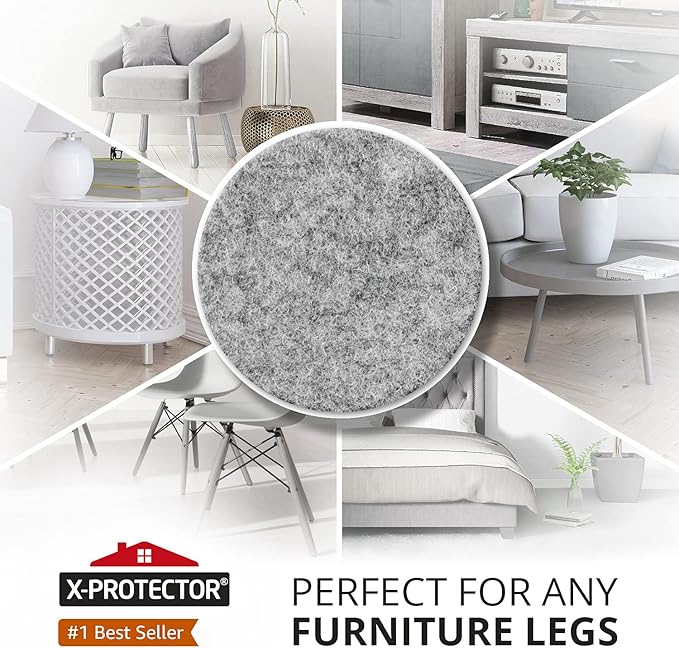 235 pcs Gray Felt Furniture Pads X-Protector! Huge Quantity of Furniture Pads for Hardwood Floors with Many Big Sizes – Your Ideal Wood Floor Protectors for Furniture. Protect Any Type of Hard Floor! - Image 2