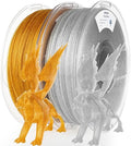 AMOLEN 2kg PLA Pack Glitter Gold & Glitter Silver 3D Printer Filament 1.75mm Shiny Gold Shiny Silver with Sparkles and Glitters Pla 2KG Pack Dimensional Accuracy by AMOLEN