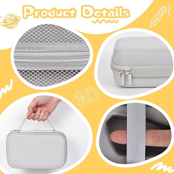Case Compatible with 3Doodler Start+ Essentials for 3D Pen Set for Kids, Carrying Holder Fit for Printing Pens, Storage Organizer for Printing Filament Refill, Micro-USB Charger (3D-02-Grey) - Image 3