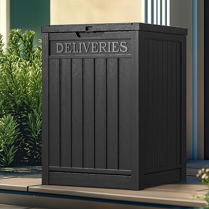 YITAHOME Resin Package Delivery Box 51 Gallon, Secure Lockable Resin Package Delivery Container, Deck Box for Porch & Curbside, Black by YITAHOME