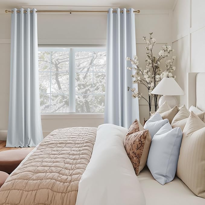 NICETOWN Room Darkening Draperies Curtains Panels, 2 Panels Greyish White W52 x L72 - Image 2