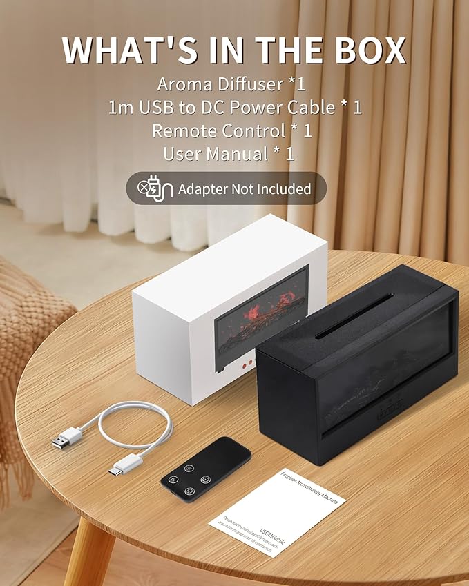 Essential Oil Diffuser, 7-Color Fireplace Flame Aromatherapy Humidifier, 150ml Ultrasonic Humidifier with Remote Control, Timer & Auto-Off, Valentine's Day Gift for Bedroom Home Office and Yoga - Image 9