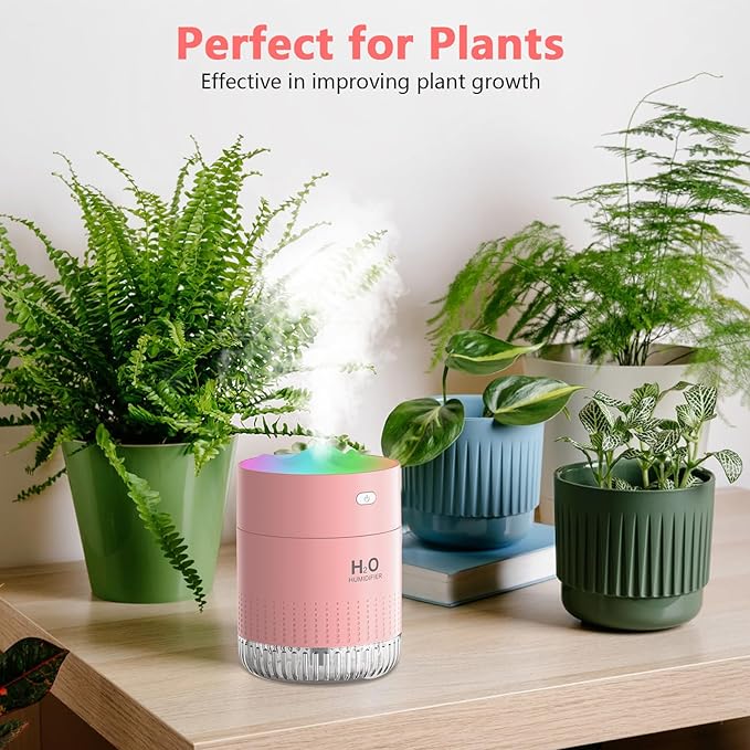 Portable Small Humidifiers for Bedroom Baby, Rechargeable Mini Cool Mist Plant Humidifier for Plants, Quiet Desktop Humidifier with 2 Working Modes & Colorful Night Light for Travel, Office, Bedroom - Image 5