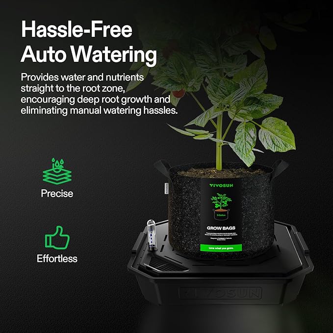 VIVOSUN 4-Pack FlexFeed Self-Watering Pots, Auto Irrigation Fabric Pot Base with Water Meter & Maintenance Window, for Use Indoors/Outdoors in Grow Tents, Greenhouses, Gardens - Image 2