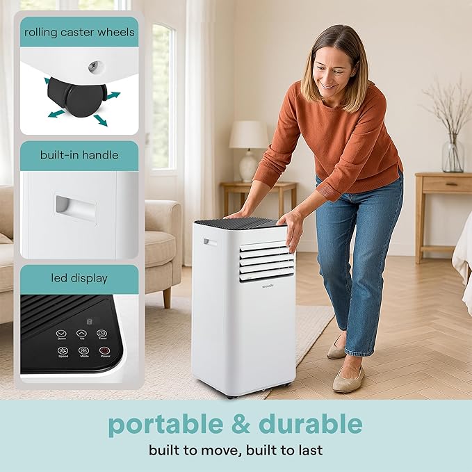 SereneLife Portable Air Conditioner 8,000 BTU with Built-in Dehumidifier - Portable AC unit for rooms up to 350 sq ft - Small AC Unit Remote Control, Window Mount Exhaust Kit - Image 4